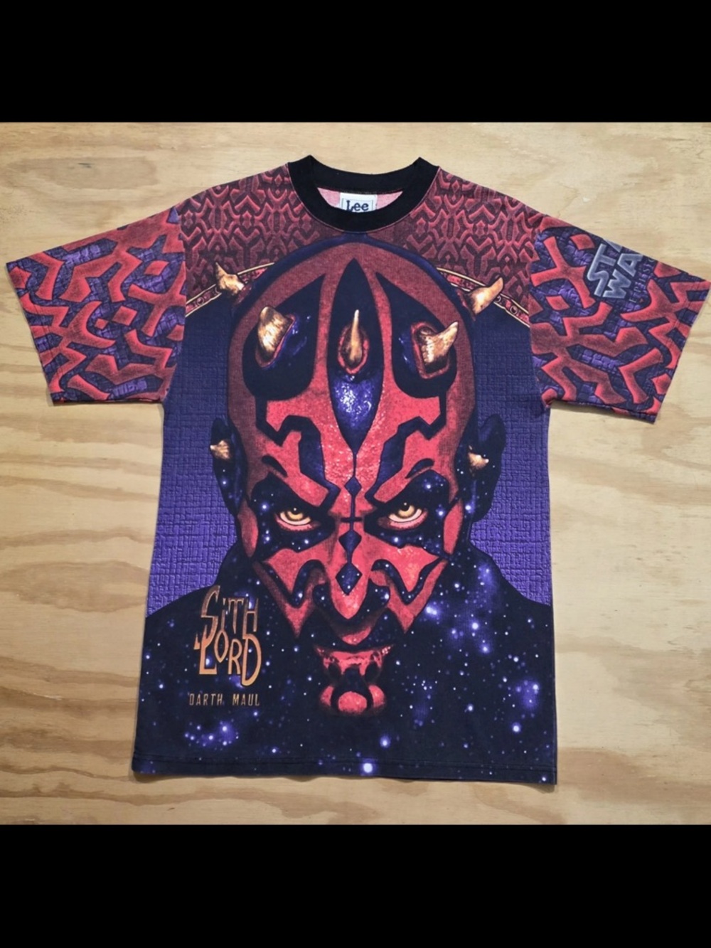 Vintage Star Wars Mens T Shirt All Over Print Darth Maul Lee Sport Size L